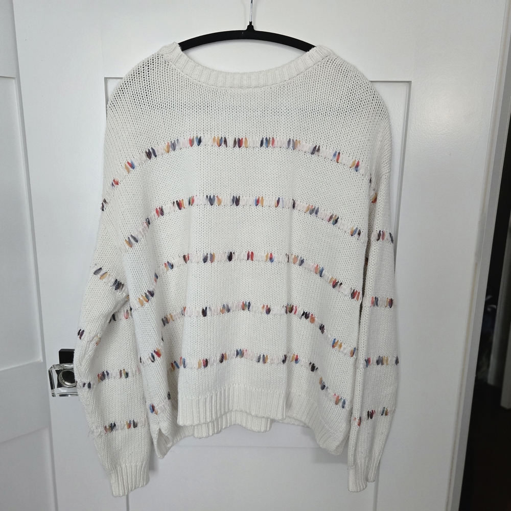 The General Good, Size XL, White And Multicolor Knit Sweater - Picture 8 of 9